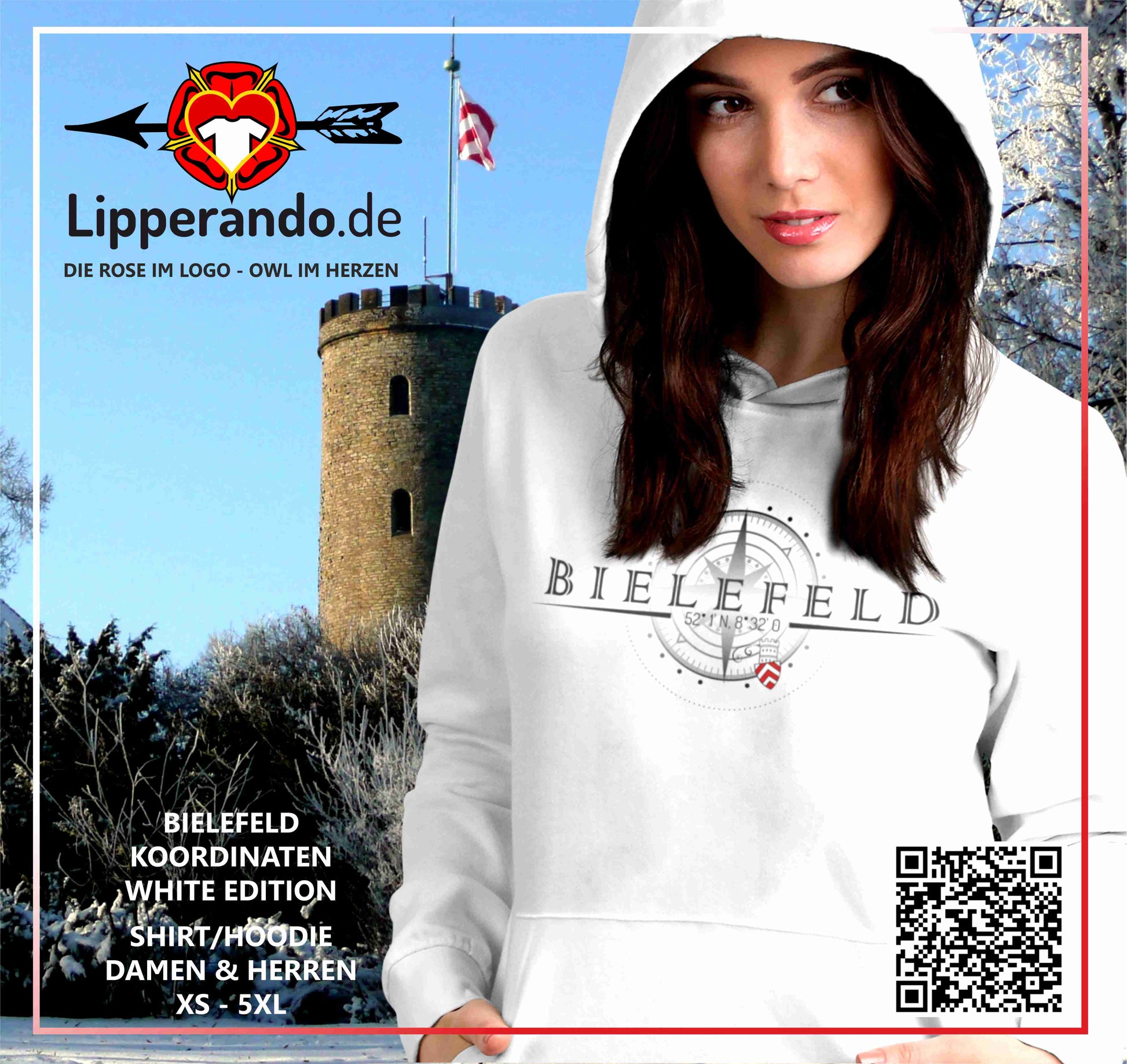 BIELEFELDDesigns - BIELEFELD KOORDINATEN  - Unisex Kapuzenpullover Hoodie
