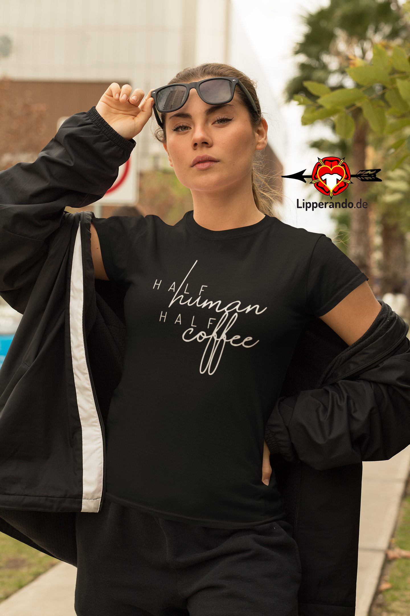 Lipperando - Premium - Half HUMAN/COFFEE  - Damen Hoodie