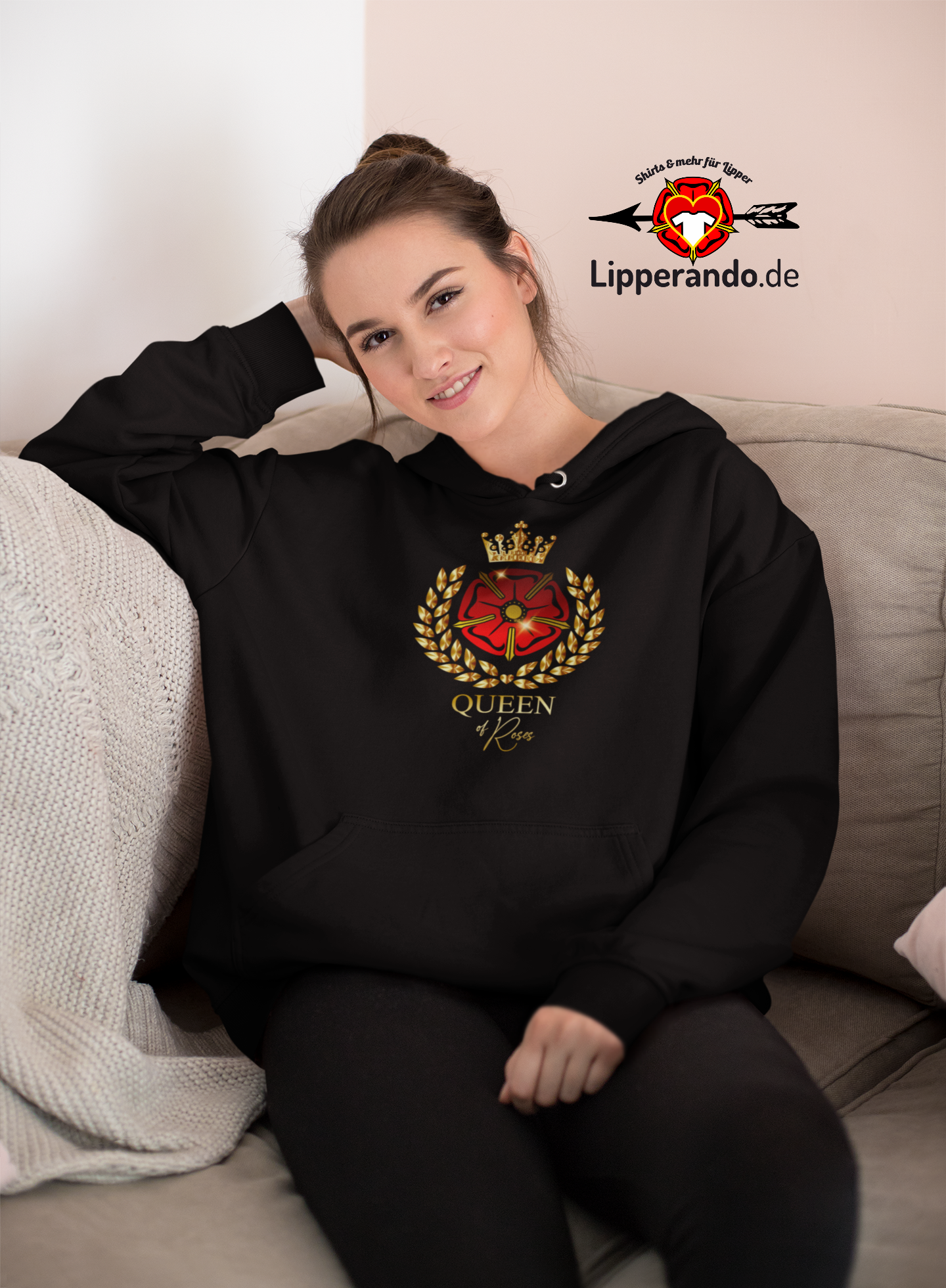 LIPPEDesigns - QUEEN OF ROSES  - Damen Hoodie